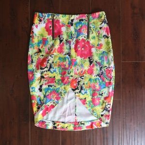 Bright Floral Midi Skirt
